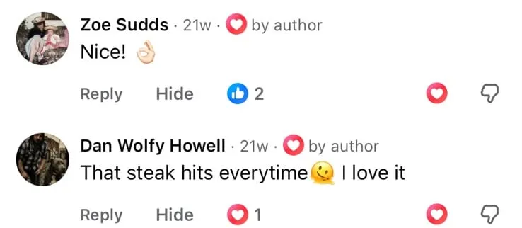 Dan Wolfy Howell: “That steak hits every time — I love it.”